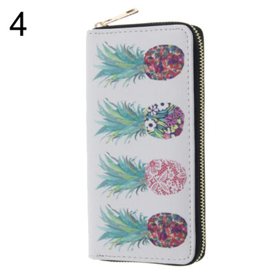 

Pineapple Print Women Faux Leather Long Wallet Zipper Clutch Card Holder Purse