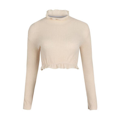 

EFINNY EFINNY Sexy Long Sleeve Crop Top 2018 Autumn White Gray Khaki Crochet Women Elegant Short Tank Crop Tops Bustier