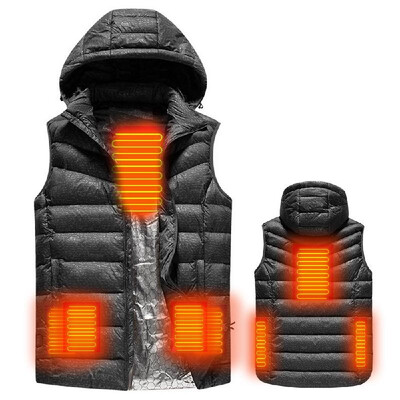 

USB Heated Warm Security Intelligent Autumn&Winter Vest with Hat Men Motorcycle Outdoor Ski Jacket Blue
