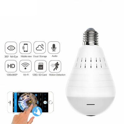 

Home Surveillance 960P Wireless Light Bulb Camera 360 Degree Panoramic Motion Detection Night Vision