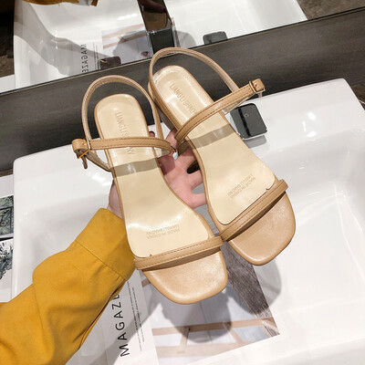 

Chic Fairy Wind Sandals Womens Summer Simple Temperament Coarse Heels Gentle Evening Shoes