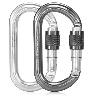 

25KN Srew Locking Gate Carabiner Heavy Duty D Shape Twist Locking Carabiner Climbing Rappelling Canyoning Hammock Locking Clip