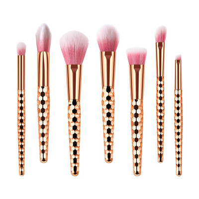 

〖Follure〗7 Pcs Makeup Brushes With Honeycomb Rose Gold Eye Makeup Brush Set