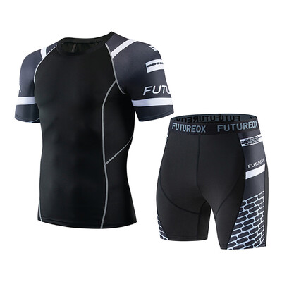 

Toponeto Mens Casual Fitness Fast Drying Elastic Short Sleeve Short Pants Sports Suit