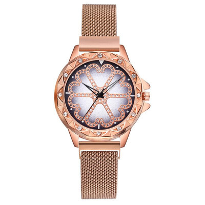 

Crystal Flower Dial Face Women Watch Wristwatch with Magnet Strap Band