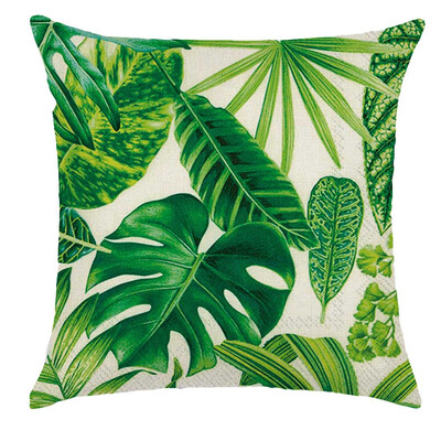 

Cotton Linen Jungle Tropical Leaves Decorative Throw Pillow Cover Cushion Case 18 X 18 Inch