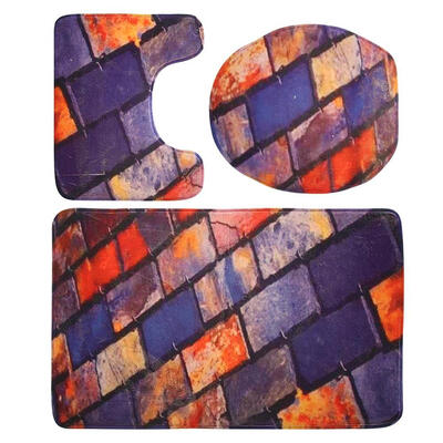 

3pcsSet Flannel Anti Slip Toilet Cover Floor Square U Shape Pad Bath Mats
