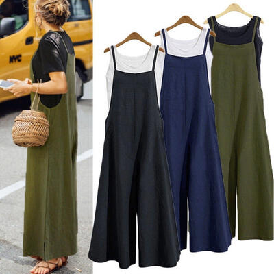 

Oversized Women Loose Strap Jumpsuit Casual Dungaree Harem Trousers Overall Pant