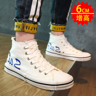 

Mens shoes fall casual Joker high canvas board shoes Korean version of the trend with students tide shoes