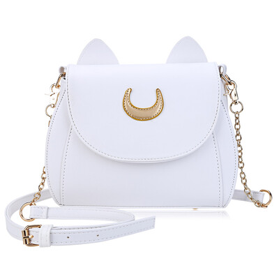 Guapabien Women Crescent Cat Shape Detachable Strap Rivet Shoulder Messenger Bag