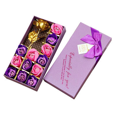 

12pcsBox Rose Flower Petal Scented Soap Gold Foil Flower Valentine Gift