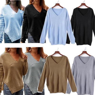 

Women Casual Long Sleeve Knitted Pullover Loose Sweater Jumper Tops Knitwear USA