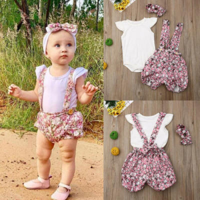 

Newborn Infant Baby Girl Summer Romper Floral Strap Shorts Pants Overalls Outfit