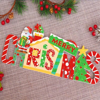

〖Follure〗Christmas Tree Decoration Shiny Merry Letter Card for Xmas Hanging Ornament