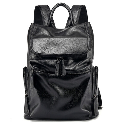 

New mens fashion backpack Korean leather casual backpack computer bag school bag