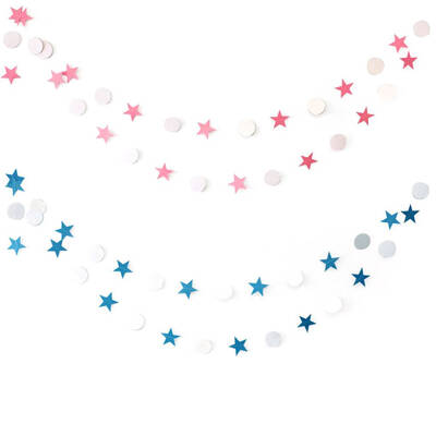 

4m Five Pointed Star Garland Party Christmas Wedding Birthday Paper Star Dot Circle String Bunting Banner