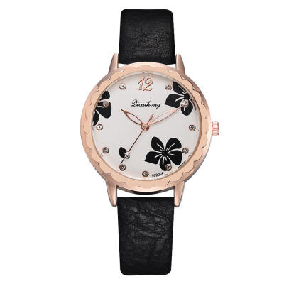 

New Product Womens Watches Fashion Digital Dot Flower Dial Ladies Quartz Wristwatch Leather Strap Clock Bayan Kol Saati50