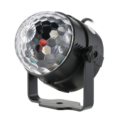 

Mini Sound Activated 3W RGB LED Crystal Magic Rotating Ball for KTV Xmas Wedding