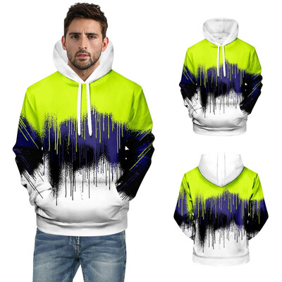 

Toponeto Mens New Fashion Casual 3D Printed Hooded Long-Sleeved Sweater Coat