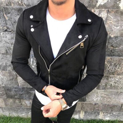 

Mens Leather Jacket Slim Biker Motorcycle Jacket Bomber Outwear Tops Clothes