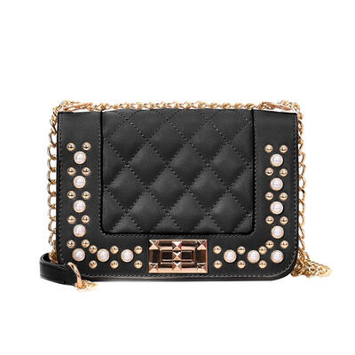 

Casual PU Leather Crossbody Bags Women Pearl Messenger Shoulder Handbags
