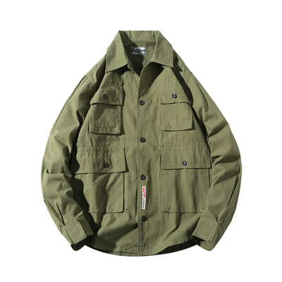 

ZHUO DENG NU Mens Workwear Jacket Loose Multi Pocket