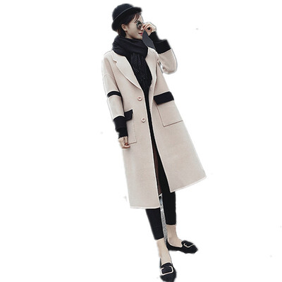 

The new Korean loose woolen overcoat for autumn&winter 2018 is a long medium&thick woolen overcoat women