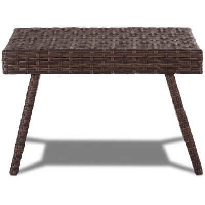 

Folding PE Rattan Side Coffee Table Patio Garden Furniture