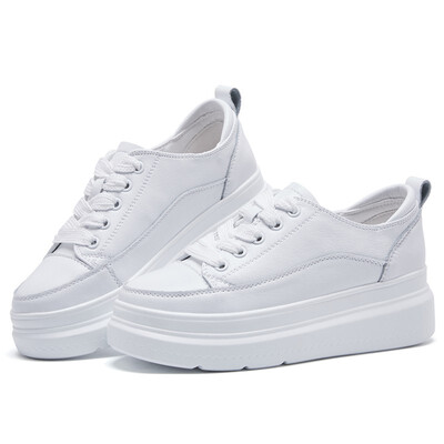 

Simple&comfortable leather heavy sole womens leisure shoes fashionable small white cowhide shoes