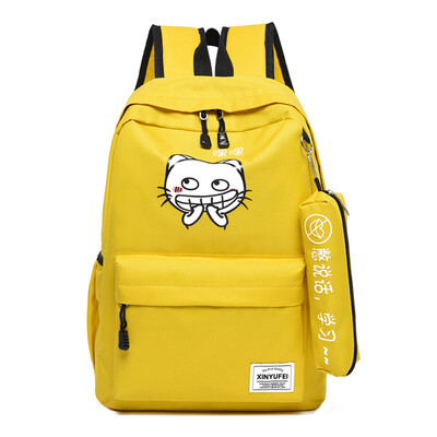 

Fashion Shoulder Bag Women Leisure Travel Korean Edition Campus Cartoon Lovely Backpack Student Bag Two-piece Set