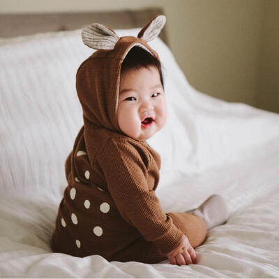 

AU Stock Baby Boys Girls Romper 3D Ear Hooded Jumpsuit Bodysuit Outfits Clothes