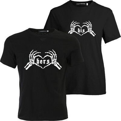 

Yeleo Trosetry His & Her Matching Couple T-Shirt Skull Hand Halloween Matching Set Tees