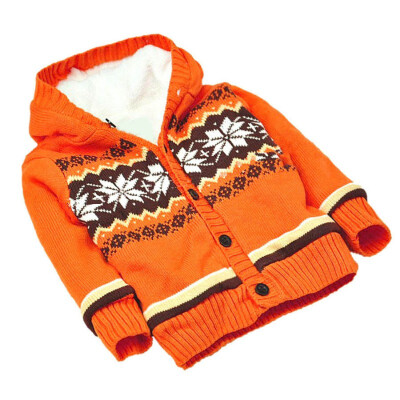 

Baby Boys Girls Child Warm Thick Winter Jacket Coat Printed Hooded Kids Long Sleeve single row Buttons Outwear