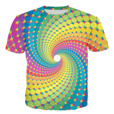 

Mens 3D Psychedelic Swirl Printing Shirt Tops Round Neck Short Sleeve Sweatshirt