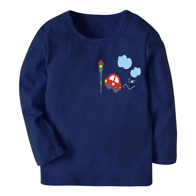 

Fashion Autumn Kids Boys Tees T-shirt Casual Long Sleeve Cartoon Car Tops