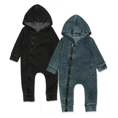 

Newborn Baby Boys Denim Hoodie Romper Jumpsuit Bodysuit Playsuit Clothes Outfit