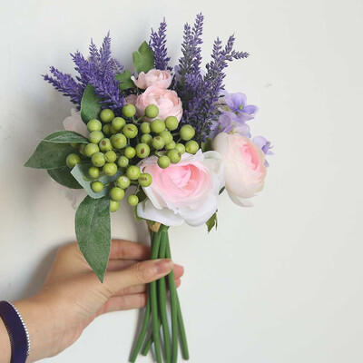 

Toponeto Artificial Rose Flower Peony Flower Leaves Bridal Bouquet Wedding Home Decor