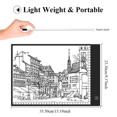 

Dimmable A4 LED Light Pad With Ruler Scale Light Borad Lightpad Tablet Tool Diamond Embroidery Accessories Diamond Painting