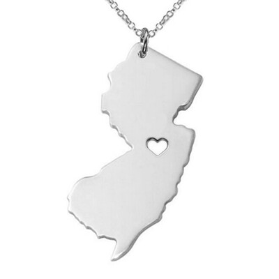 

New Jersey Stainless Steel Necklace Fashionable American State Map Necklace