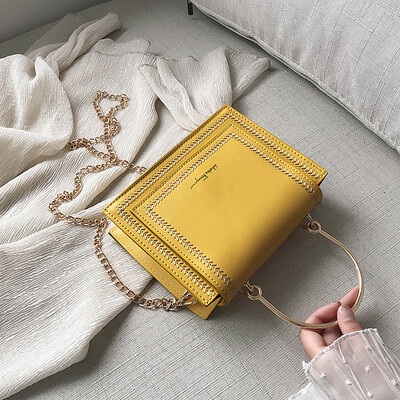

2019 new simple fashion sewing thread chain shoulder Messenger bag female casual temperament wild portable small square bag