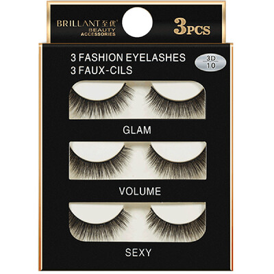 

Gobestart 3 Pairs 3D Long False Eyelashes Makeup Natural Fake Thick Black Eye Lashes