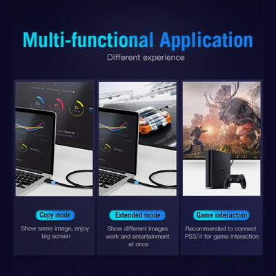 

Vention HDMI Cable 4K Digital HD Cable 3D Video Cable Data Cable 102Gbps 18Gbps Projector Laptop TV LCD Monitor TV Box Cable Blac