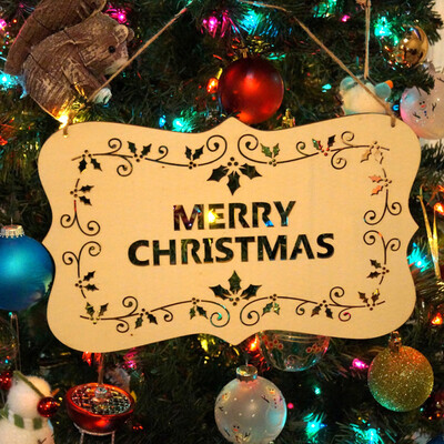 

Tailored Happy Christmas Wooden Pendant Hollow Decorations Tree Hanging Party Decor