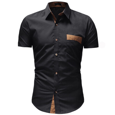 

Tailored Mens Solid Casual Button Down Short Sleeve Shirt Top Blouse