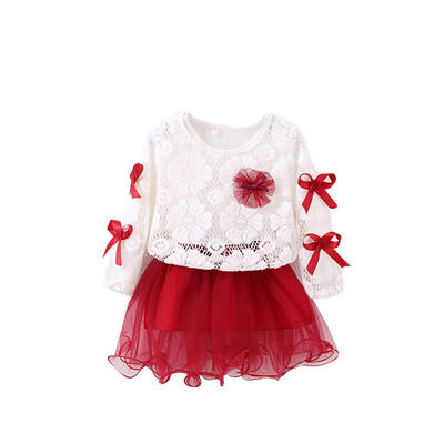 

Princess Long sleeve Baby Girl Dress Newborn Infant Baby Girl Clothes Flower Bow Tutu Party Dresses Baby Kid Girl Clothes T4