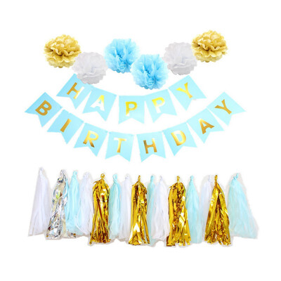 

Inflatable Birthday Balloon Pink Happy Birthday Banner Tissue Paper Pom Poms Air Baloons Event Party Supplies