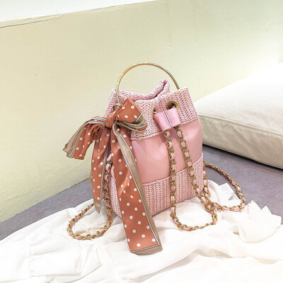 

Tailored Womens Fashion Retro Woven Shoulder Bag Solid Color Scarf Woven Bag Beach Bag