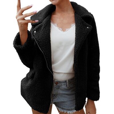 

Toponeto Womens Ladies Warm Faux Wollen Coat Jacket Winter Solid Zipper Outerwear