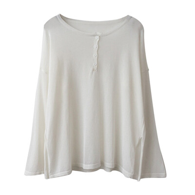

Women T Shirt 2019 Autumn Fashion O-Neck Button Long Sleeve T-shirt Thin Solid Casual Loose Female Tops