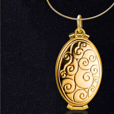 

Fashion Women Men Fashion Gold Necklace Pattern Locket Slots Photo Frame Pendant Chain Necklace Memorial Jewelry Gifts